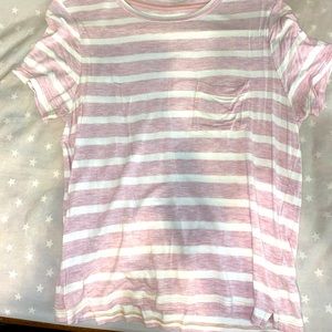 Pink and white stripe short sleeve